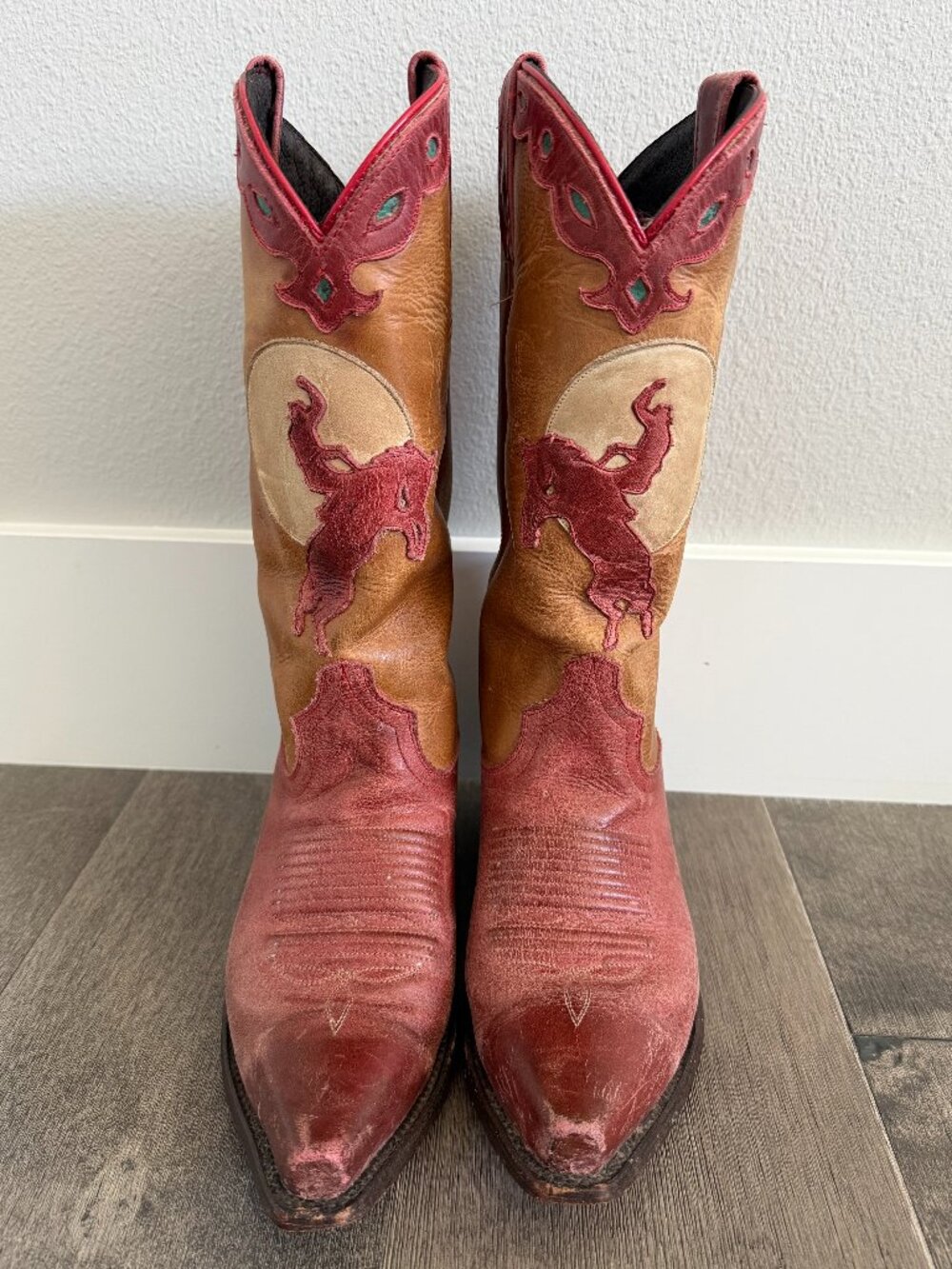 Caborca Boots Size 6 dusty pink and camel brown Western